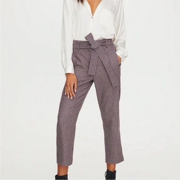 Aritzia Wilfred Tie front Jallade pant Heather pink trousers tweed sz 2 - Picture 3 of 11